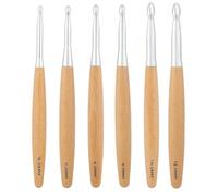 Cpolebev Crochets avec Manche en Bois de Hêtre 6,5 Mm, 7,0 Mm, 8,0 Mm, 9,0 Mm, 10,0 Mm, 12,0 mm