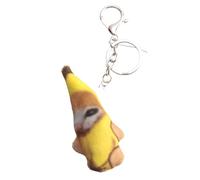 Cpolebev -Crying Banana Cat, Porte-Clés en Peluche, Poupée Banane-Chat avec Sac Sonore, Pendentif Amusant, Cadeaux pour Camarades de Classe pour Enfants, Installation Facile