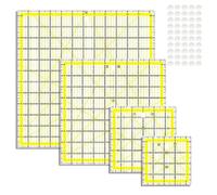 Cpolebev de 4 Règles de Patchwork, Gabarits de Patchwork Transparents (4,5x4,5 Po, 6x6 Po, 9,5x9,5 Po, 12,5x12,5 Po) avec Anneaux Antidérapants.