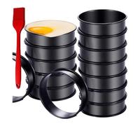 Cpolebev de Moules à Muffins Anglais Antiadhésifs en Acier Inoxydable à Double Paroi pour Tartelettes Rondes Noires de 10,2 cm