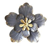 Cpolebev Décor d'art Mural de Fleurs en Métal, Sculpture Florale Moderne et Rustique, Décoration Murale à Suspendre en 3D pour Salon Intérieur