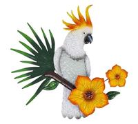 Cpolebev Décor d'art Mural de Perroquet en Métal Décorations de Clôture Murale d'oiseaux en Plein Air Figure de Perroquet Colorée pour Les Décorations de Jardin Extérieur B
