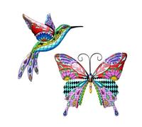 Cpolebev Décor d'art Mural Extérieur en Métal Oiseau Papillon, Décorations Suspendues de Sculpture Murale D'Oiseau, Décor d'art Mural D'Oiseau