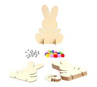 Cpolebev Décor de Lapin de Pâques Arts et Artisanat pour Enfants Décor de Fête de Lapin en Bois de Pâques 3D Bricolage Pièces de Rechange en Bois Inachevé Accessoires