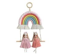 Cpolebev Décor Mural Bohème pour Filles Arc-en-Ciel, Suspension Tissée en Macramé pour Décoration de Chambre à Coucher
