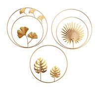 Cpolebev DéCoration Murale en Fer, Ginkgo Doré, éRable, DéCoration Murale en Feuille de Monstera, Ornements Muraux Ronds, pour la DéCoration Murale de L'HôTel Suspendu à la Chambre