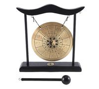 Cpolebev Desktop Gong - Ornament de Bureau en Laiton Feng Shui avec Socle et Maillet, Délicate Décoration D'Intérieur Chinoise de Haute Qualité Facile à Utiliser Zodiac Chinois