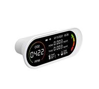 Cpolebev DéTecteur de Qualité de L'Air 5 en 1 TVOC HCHO CO2 Compteur Dioxyde de TempéRature Humidité Test Moniteur de Qualité de L'Air A