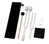 Cpolebev Dipasons 528 Hz pour la Guérison des Chakras OM136,1 Hz pour Réparer les Instruments de Guérison Sonore avec Support de Diapason Facile à Utiliser Argent A
