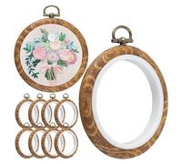 Cpolebev Ensemble de 10 Cercles à Broder Ronds 3 Pouces en Bois Imitation pour L'Affichage de la Broderie, Le Bricolage, la Couture et L'Accrochage