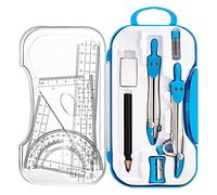 Cpolebev Ensemble de GéOméTrie 10 PièCes Kit de Fournitures MathéMatiques, Comprenant une Boussole, un Rapporteur, une RèGle, une Gomme, un Crayon, pour le Dessin et la Mesure