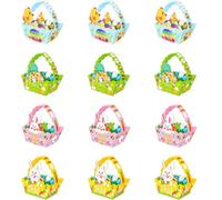 Cpolebev Ensemble de Paniers-Cadeaux de Pâques avec Poignée, Panier D'Activités pour la Fête de Pâques et la Chasse Aux Œufs pour Les Enfants.