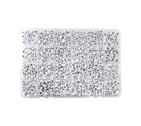Cpolebev Ensemble de Perles en Plastique Acrylique Blanc Plat Rond Noir Lettre Alphabet Anglais Bricolage Bracelets Fabrication de Collier