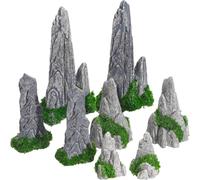Cpolebev Ensemble Décoratif Miniature en Résine de Montagne, 8 Pièces Modèles de Jardin