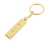 Cpolebev Faux 9999 Miniature Ton Or Anneau Porte-cles Pendentif barreau