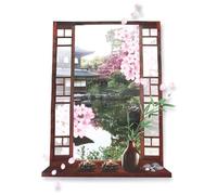 Cpolebev FenêTre 3D Peach Blossom Flower Art Wall Sticker Amovible Decal Mural