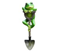 Cpolebev Figurine de Grenouille, Décoration Extérieure, Grenouille avec Pelle, Décor de Plante, Sculpture en Résine de Paysage, Cadeau, Pièces de Rechange Artistiques