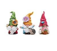 Cpolebev Fleurs Gnomes Ornements Décor Été Gnomes Figurines Gnomes pour Décoration de Jardin Lot de 3