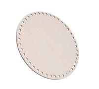 Cpolebev Fond de Panier en Bois Naturel de 20 Cm avec Trou, Base en Bois Vierge de Cercle pour Le Bricolage à Tricoter Sac au Crochet Artisanat de Shaper