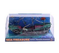 Cpolebev Grand Aquarium Décoration Bateau en Plastique Aquarium Ship Air Split Shipwreck Fish Tank Décor C