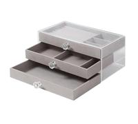 Cpolebev Grande Boîte de Rangement Capacité Haute Qualité Exquise Oxydation Trois Tiroirs Bureau Bracelet Bague Gris