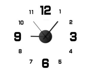 Cpolebev Grande Horloge Murale sans Cadre 3D pour Les Décorations de Bureau à Domicile Regarder Une Œuvre d'art Bricolage Noir