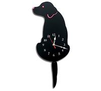 Cpolebev Horloge Murale Chien DéCoration D'IntéRieur Horloge Chambre d'enfant DéCoration Murale Chien Remuant Queue Horloge Cadeaux pour Noir