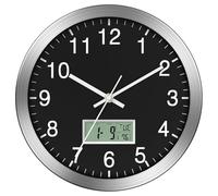 Cpolebev Horloge Murale de 12 Pouces avec Date Numérique, Semaine et Température Intérieure - Horloge Murale à Piles, Réglages Automatiques, Facile à Lire
