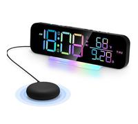 Cpolebev Horloge Vibrante avec Alarme Super Puissante et Vibrateur Vibrant pour Lit. Différents Modes D'Affichage avec Veilleuse LED RVB Colorée