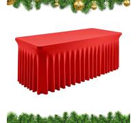 Cpolebev Jupe de Table Rouge 1,80 m - Nappes Réutilisables pour Banquets | Nappe de table look élégant et grâce au polyester robuste, nettoyage facile et réutilisable pour fêtes et conférences