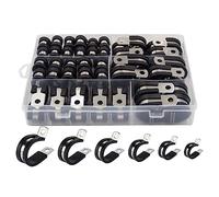 Cpolebev Kit D'Assortiment de Serre-Câbles en Acier Inoxydable avec Revêtement en Caoutchouc Collier de Serrage pour Tuyaux Automobiles