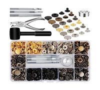Cpolebev Kit de Boutons-Pression en Cuir, 120 Boutons-Pression en Métal avec 6 Outils de Réglage, pour Vestes de Vêtements