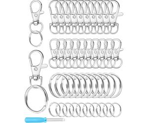 Cpolebev Kit de Crochets à Ressort en Argent et D'Anneaux de ermoirs en Homard, Anneaux de Porte-Clés, Porte-Clés pour L'Artisanat, la Création de et Le DIY.