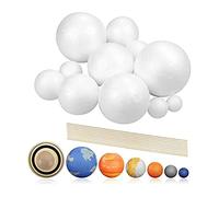 Cpolebev Kit de Projet de SystèMe Solaire, PlanetModel Crafts 14 Boules de SphèRes en PolystyrèNe de Taille Mixte pour Les Projets Scientifiques Scolaires
