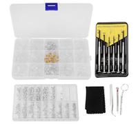 Cpolebev Kit de RéParation de Lunettes et Lunettes de Soleil, Kit de Vis pour Lunettes et Plaquettes de Nez avec 6 Tournevis et 3 Outils pour Lunettes