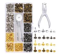 Cpolebev Kit de Rivets en Cuir, 180 Ensembles de Rivets à Double Capuchon Tubulaires, 4 Couleurs 3 Tailles de Rivets et Boutons-Pression en Cuir, pour Cuir Fin, Veste