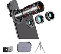 Cpolebev Kit D'Objectif de la Caméra pour Téléphone pour la Plupart des Smartphones Version 28x Téléobjectif 20x Macro 0,6X Grand Angle Fisheye 198 °