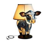 Cpolebev Lampe de Table Animal, Lampe de Table de Chevet en Forme de Vache Noire et Blanche avec Ports USB, Lampe de Chevet pour Salon Chambre à Coucher, Installation Facile, Facile à Utiliser