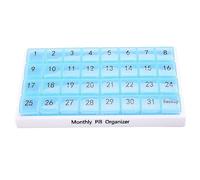 Cpolebev Le Pilulier Mensuel 31 Compartiments, 1 par Jour, 4 Semaines Mois 31 Jours Pilulier, Bleu