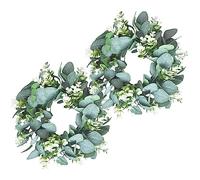 Cpolebev Lot de 2 Couronnes D'Eucalyptus Vert Couronne Ronde Couronne Artificielle Couronne de Ferme pour Porte Mur FenêTre DéCo, 12 Pouces/PC