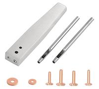 Cpolebev Lot de 43 Rivets et Bavures en Cuivre, Kit D'Assortiment de 4 Tailles de Rivets et Bavures en Cuivre, pour Ceintures, Portefeuilles, Colliers, Travail du Cuir.