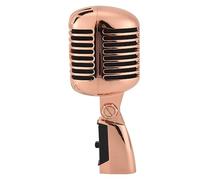 Cpolebev Microphone Professionnel Filaire Vintage Classique avec Microphone Vocal Dynamique pour Karaoké en Direct (Or Rose)