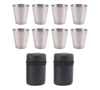 Cpolebev Mini Coupe en Verre à Liqueur en Acier Inoxydable de 30 ML, Verres à Vin avec Sac de Couverture en Cuir pour Bar de Cuisine à Domicile