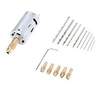 Cpolebev Mini Ensemble de Forets à Main éLectriques DC 12V Moteur 0.5-3Mm HSS Foret HéLicoïDal avec 5 PièCes Mandrin Pinces Convient à la Scie Cloche de Forage