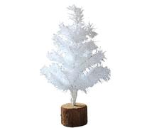 Cpolebev Mini Sapin de Noël pour Table, Sapins de Noël Blancs Sapin de Noël avec Base en Bois pour Bureau, Décoration de Noël, 30 Cm, Installation Facile, Facile à Utiliser