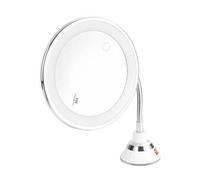 Cpolebev Miroir de Maquillage Flexible à Col de Cygne avec Lumière LED, Miroir Grossissant 10X, Ventouse, Lumière Diffuse Brillante et 360 Degrés