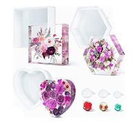Cpolebev Mise à Niveau des Moules en Silicone Moules en Silicone Époxy Kit de Moules en Résine pour la Préservation des Fleurs Coeur Hexagonal Carré Profond