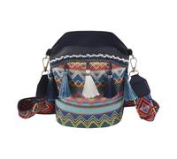 Cpolebev Mode BohèMe Style Ethnique Femmes Paille TisséE éPaule Messenger Sac RéTro DéContracté Gland Sac Seau Bleu Marine