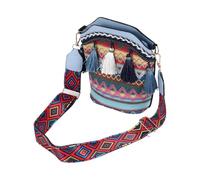 Cpolebev Mode BohèMe Style Ethnique Femmes Paille TisséE éPaule Messenger Sac RéTro DéContracté Gland Sac Seau Bleu Clair
