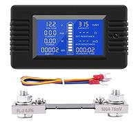 Cpolebev Moniteur de Batterie CC Compteur de Puissance AmpèRemèTre NuméRique DC 0-200V Shunt 100A MultimèTre, Testeur de Capacité de VoltmèTre